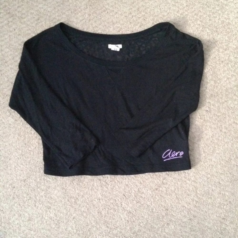 Aeropostale Black Semi-Sheer Crop Top